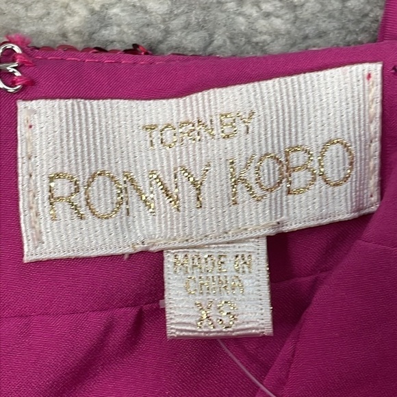 NWT Torn by Ronny Kobo Hot Pink Tulip Sequin Bow Front Lindsay Mini Dress XS - Picture 13 of 15